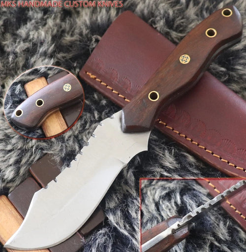 MKS HANDMADE D2 TOOL STEEL HUNTING BOWIE SKINNER KNIFE WALNUT WOOD HANDLE