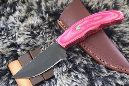 MKS DAMASCUS HANDMADE D2 TOOL STEEL BLACK POWDER COATED KNIFE HARDWOOD HANDLE