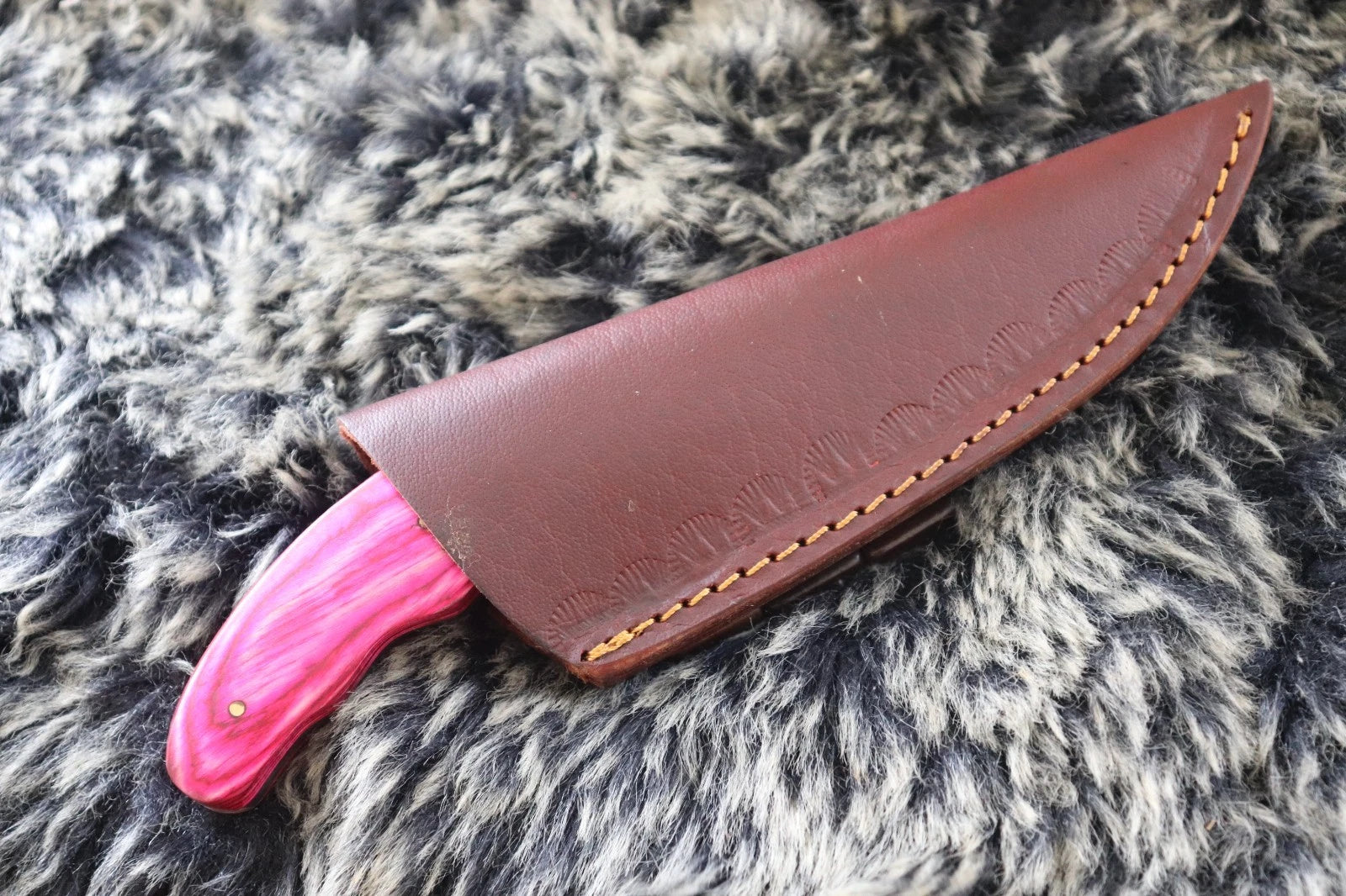 MKS DAMASCUS HANDMADE D2 TOOL STEEL BLACK POWDER COATED KNIFE HARDWOOD HANDLE