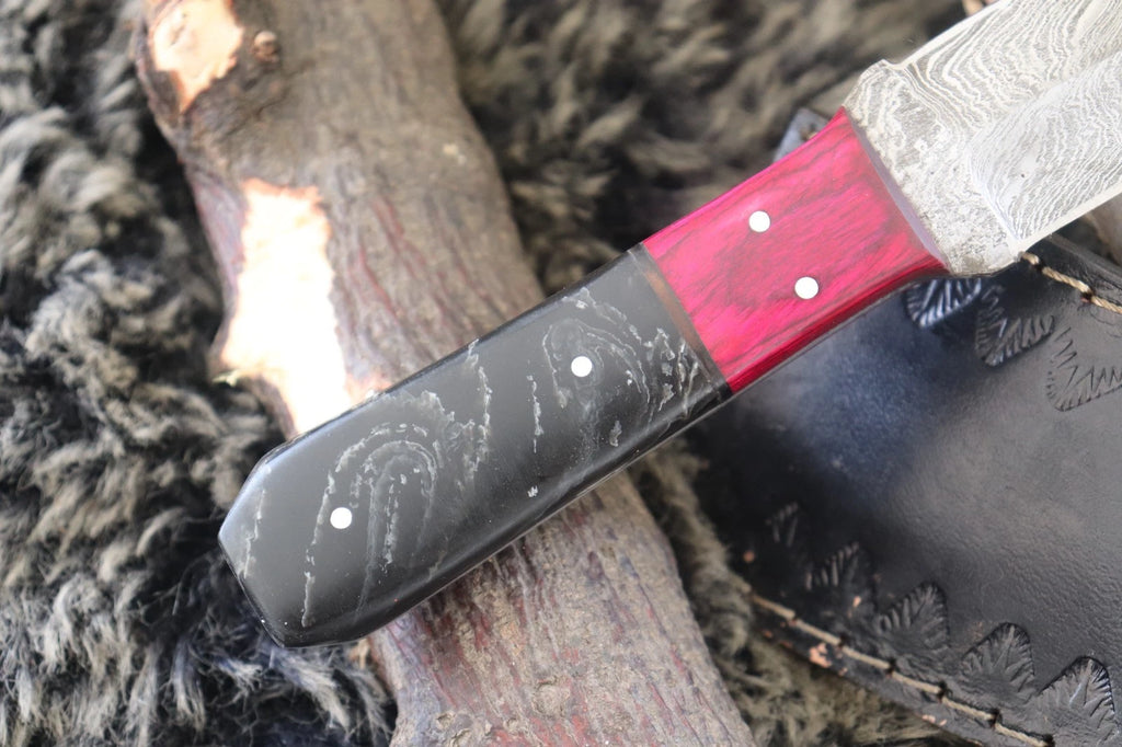 MKS HANDMADE DAMASCUS ART HUNTING DAGGER KNIFE WITH CORIAN HANDLE