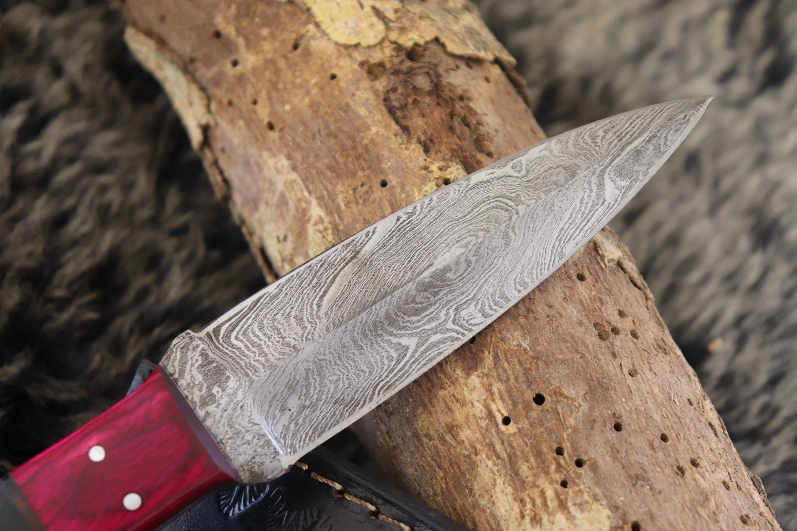 MKS HANDMADE DAMASCUS ART HUNTING DAGGER KNIFE WITH CORIAN HANDLE