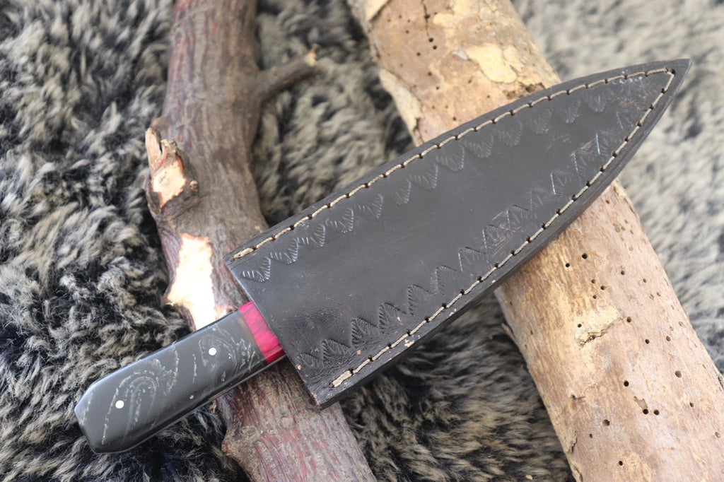 MKS HANDMADE DAMASCUS ART HUNTING DAGGER KNIFE WITH CORIAN HANDLE