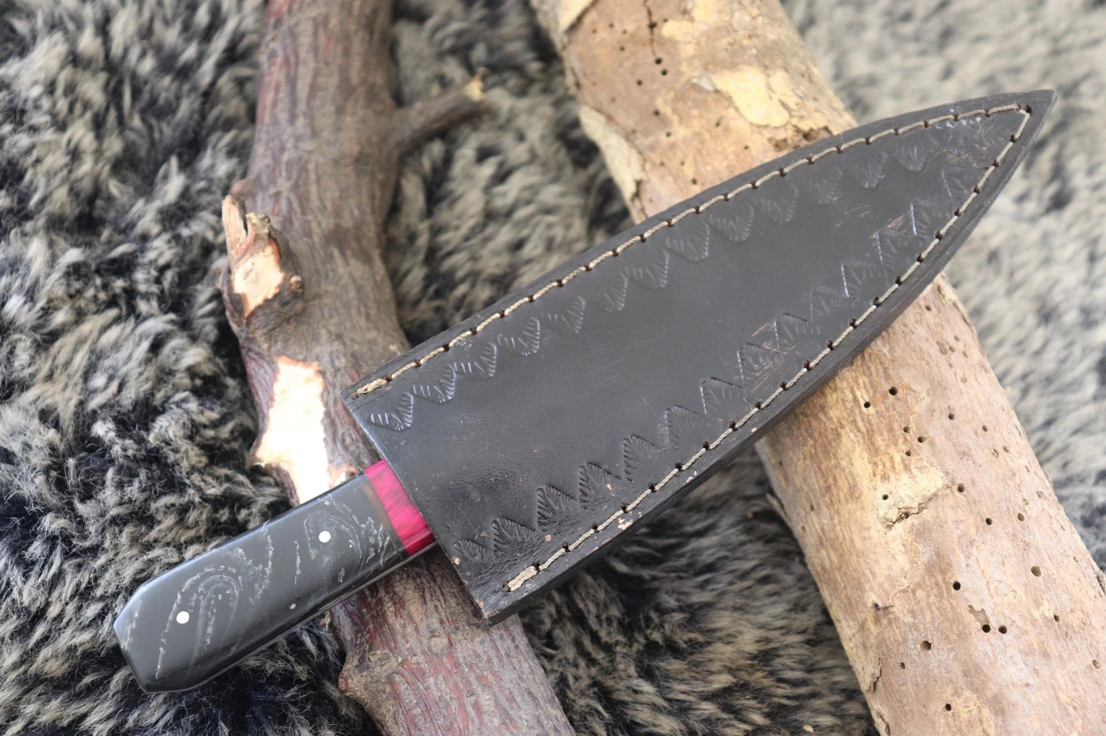 MKS HANDMADE DAMASCUS ART HUNTING DAGGER KNIFE WITH CORIAN HANDLE