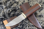 MKS HANDMADE DAMASCUS ART HUNTING PUUKKO KNIFE WITH HARDWOOD HANDLE