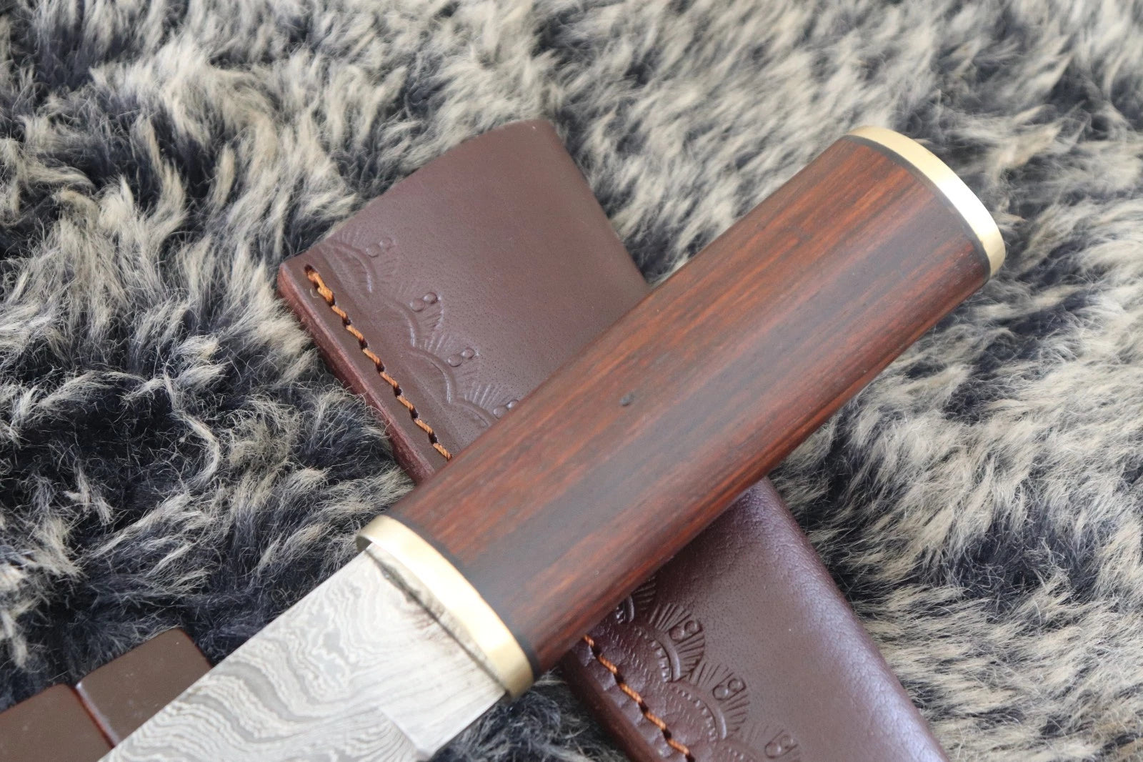 MKS HANDMADE DAMASCUS ART HUNTING PUUKKO KNIFE WITH HARDWOOD HANDLE