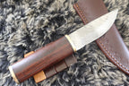MKS HANDMADE DAMASCUS ART HUNTING PUUKKO KNIFE WITH HARDWOOD HANDLE