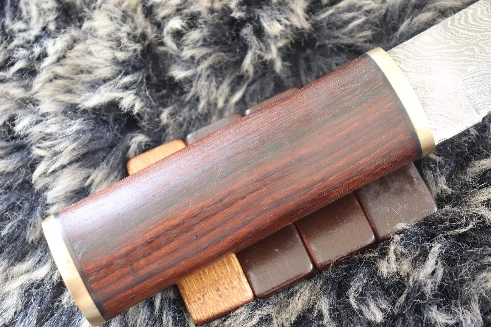 MKS HANDMADE DAMASCUS ART HUNTING PUUKKO KNIFE WITH HARDWOOD HANDLE