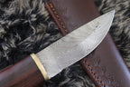 MKS HANDMADE DAMASCUS ART HUNTING PUUKKO KNIFE WITH HARDWOOD HANDLE