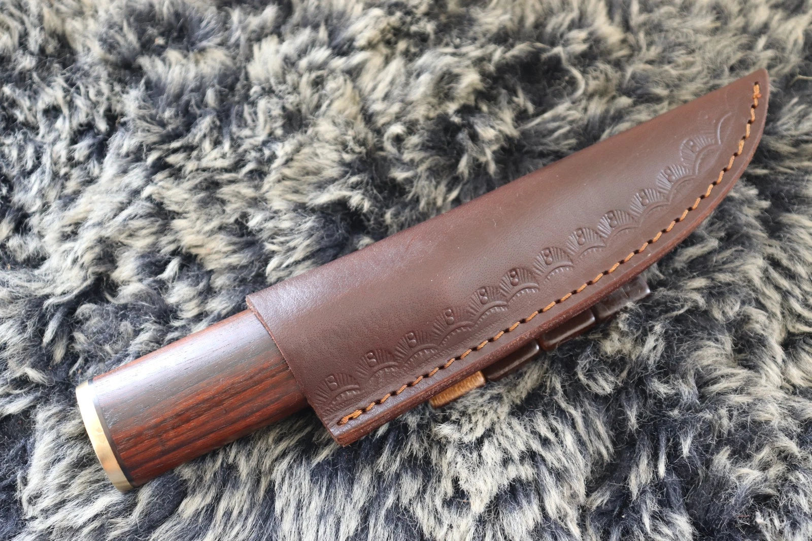MKS HANDMADE DAMASCUS ART HUNTING PUUKKO KNIFE WITH HARDWOOD HANDLE