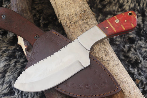 MKS HANDMADE D2 TOOL STEEL ART HUNTING TRACKER KNIFE CORIAN HANDLE
