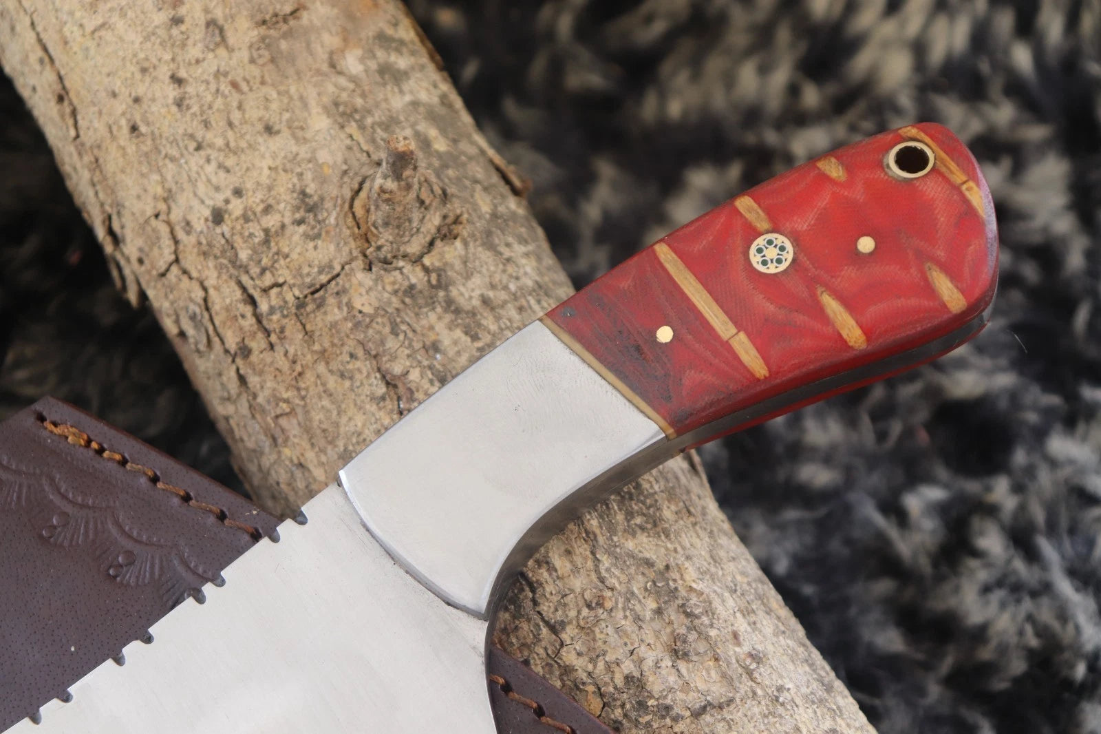 MKS HANDMADE D2 TOOL STEEL ART HUNTING TRACKER KNIFE CORIAN HANDLE