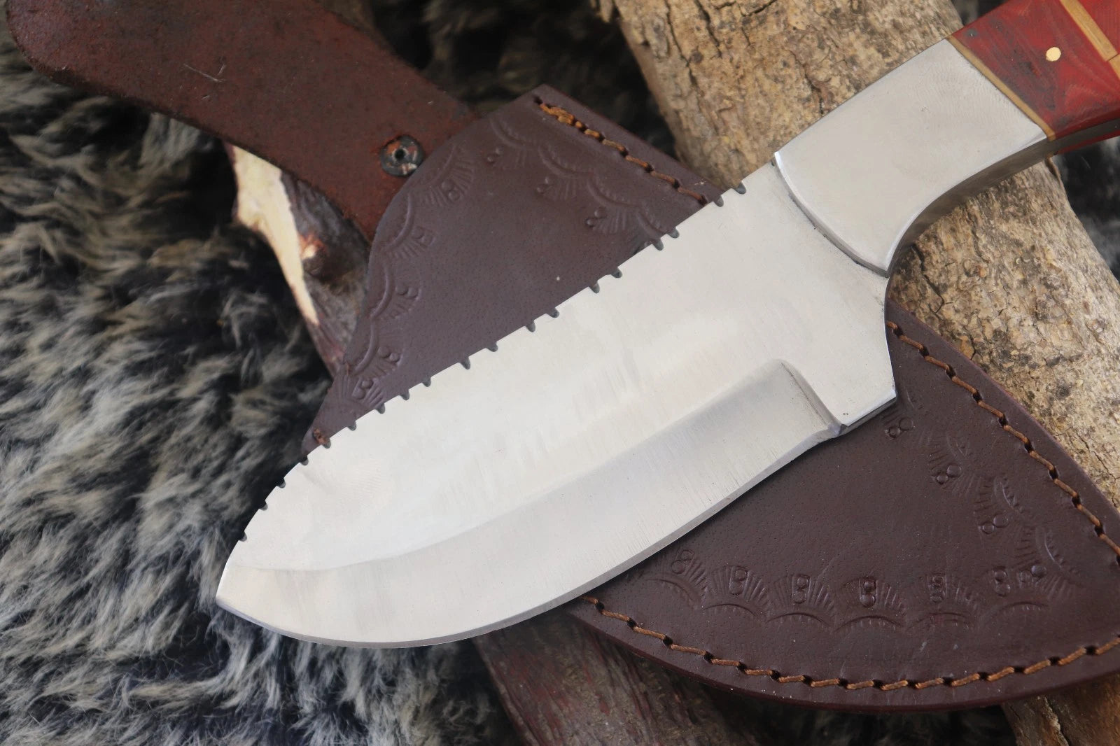 MKS HANDMADE D2 TOOL STEEL ART HUNTING TRACKER KNIFE CORIAN HANDLE