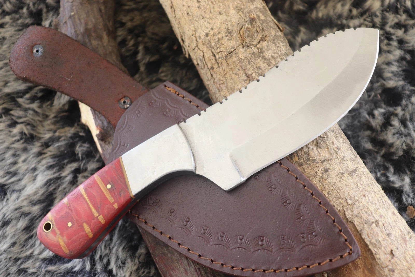 MKS HANDMADE D2 TOOL STEEL ART HUNTING TRACKER KNIFE CORIAN HANDLE