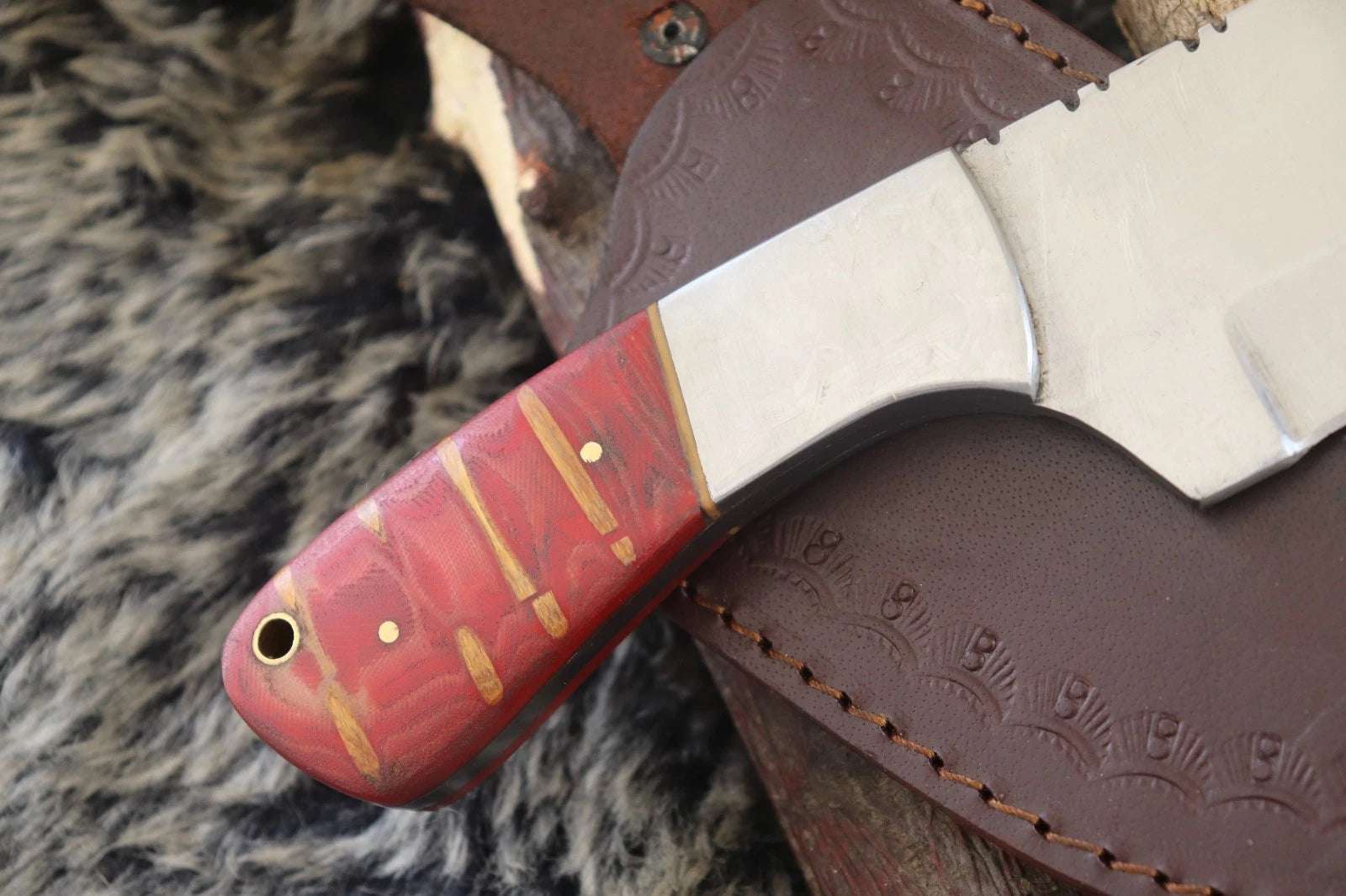 MKS HANDMADE D2 TOOL STEEL ART HUNTING TRACKER KNIFE CORIAN HANDLE