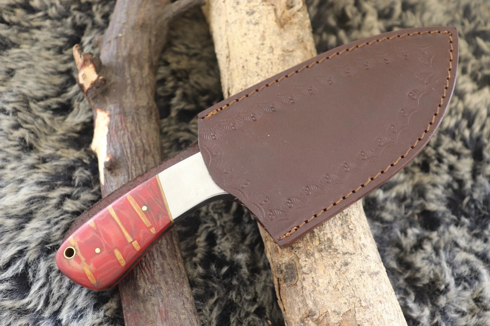 MKS HANDMADE D2 TOOL STEEL ART HUNTING TRACKER KNIFE CORIAN HANDLE