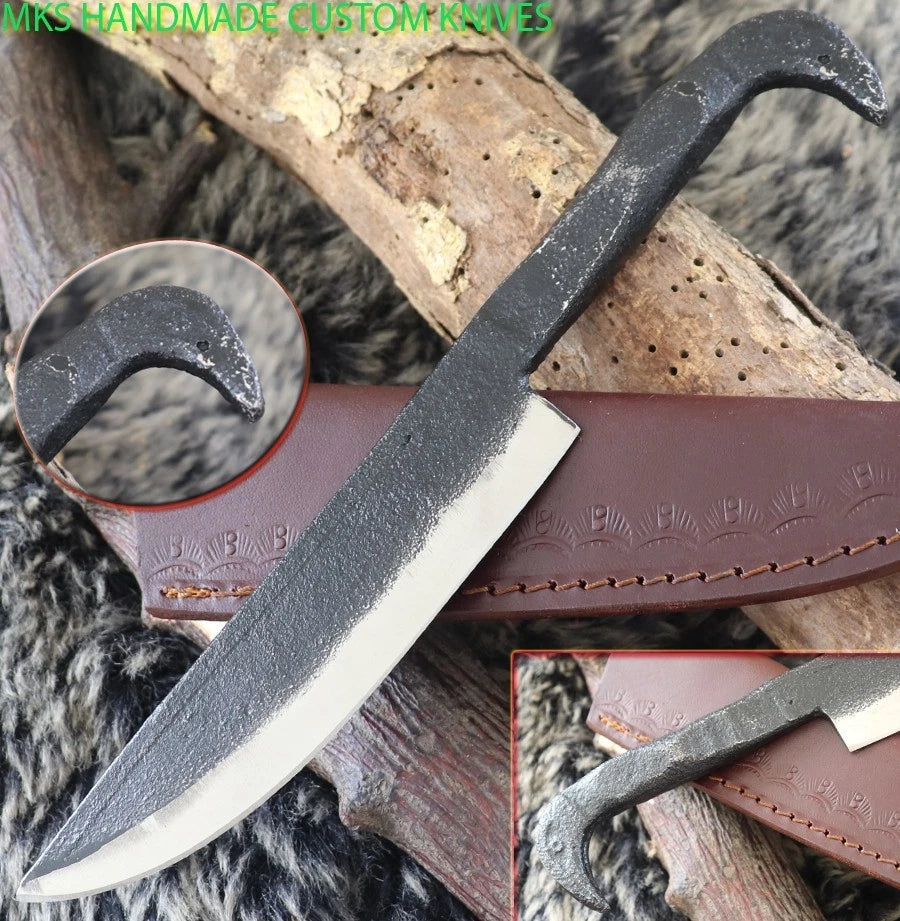 MKS HANDMADE DAMASCUS ART HUNTING D2 TOOL STEEL SKINNER KNIFE BLANK BLADE HANDLE
