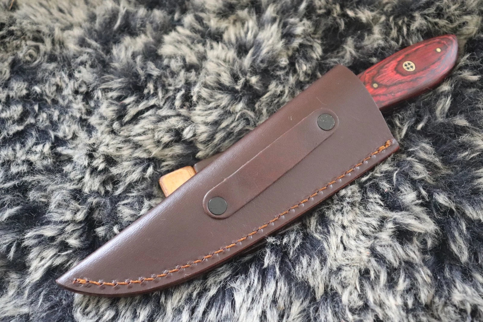MKS HANDMADE DAMASCUS ART HUNTING CLIP-POINT BOWIE KNIFE WITH HARD WOOD HANDLE