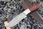 MKS HANDMADE DAMASCUS ART HUNTING CLIP-POINT BOWIE KNIFE WITH HARD WOOD HANDLE