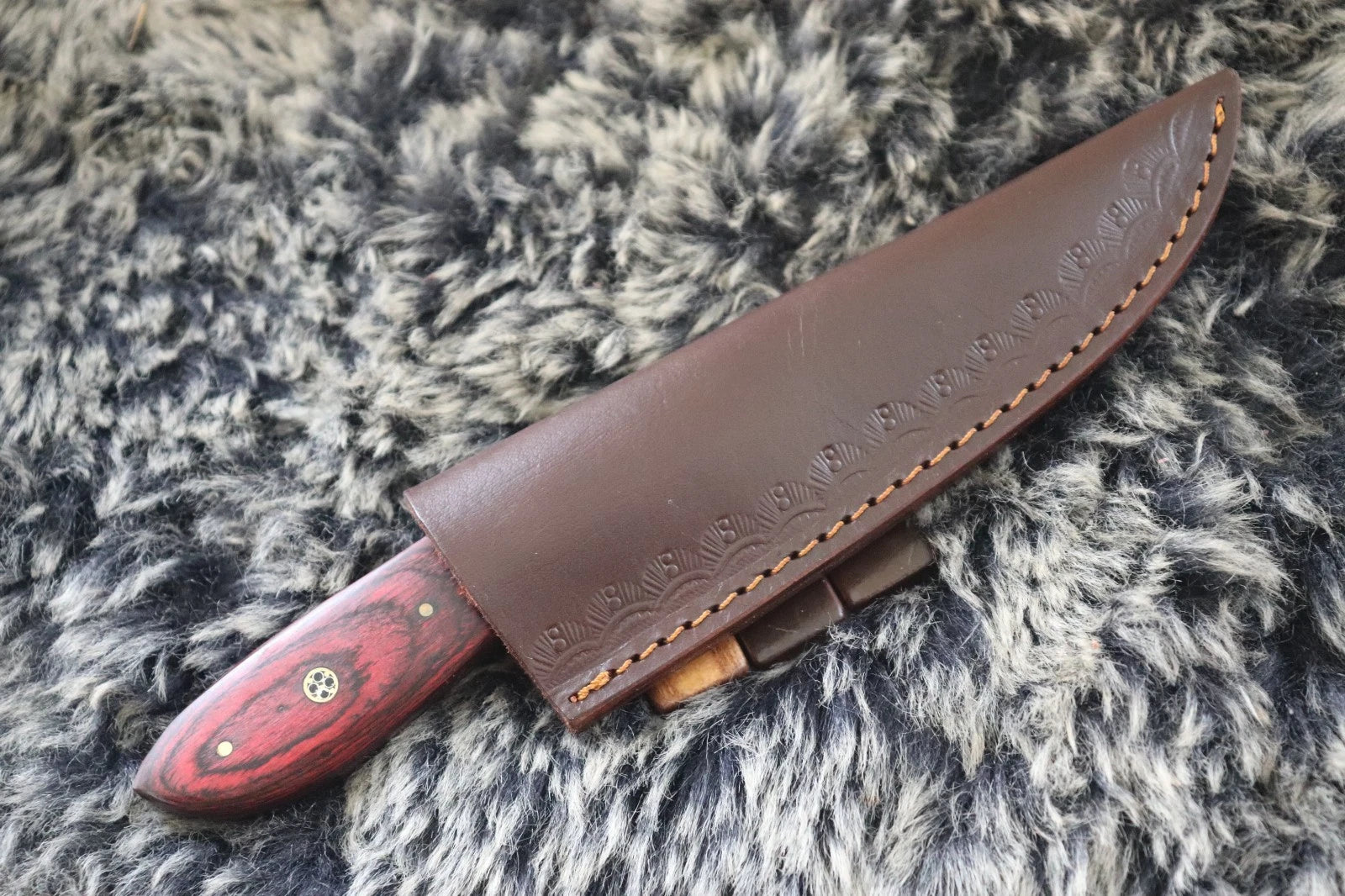 MKS HANDMADE DAMASCUS ART HUNTING CLIP-POINT BOWIE KNIFE WITH HARD WOOD HANDLE