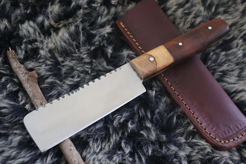 MKS HANDMADE D2 TOOL STEEL HUNTING CLEAVER KNIFE WALNUT WOOD HANDLE