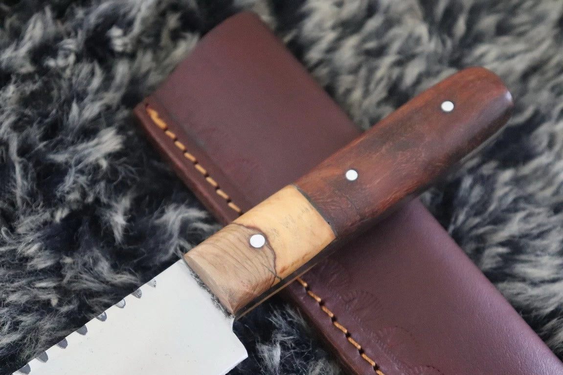 MKS HANDMADE D2 TOOL STEEL HUNTING CLEAVER KNIFE WALNUT WOOD HANDLE