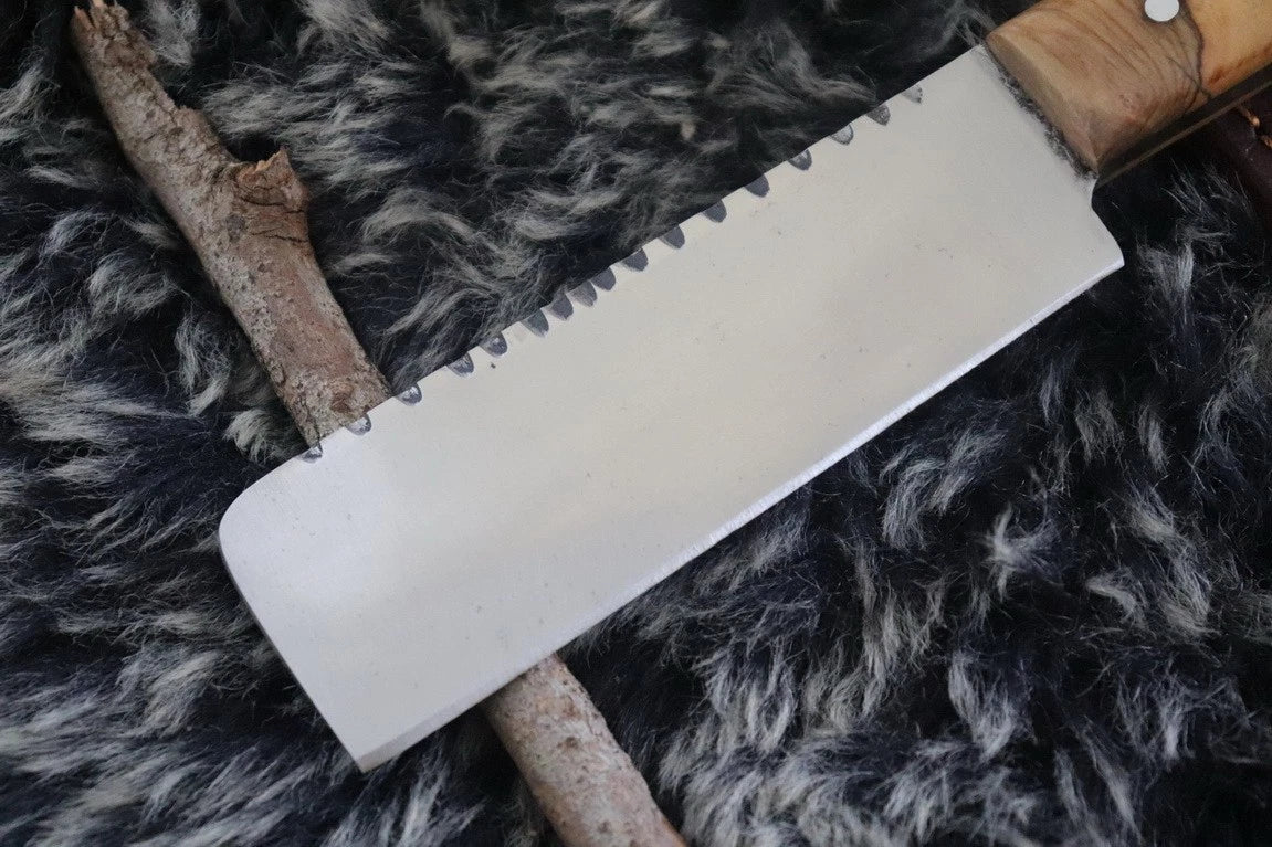 MKS HANDMADE D2 TOOL STEEL HUNTING CLEAVER KNIFE WALNUT WOOD HANDLE