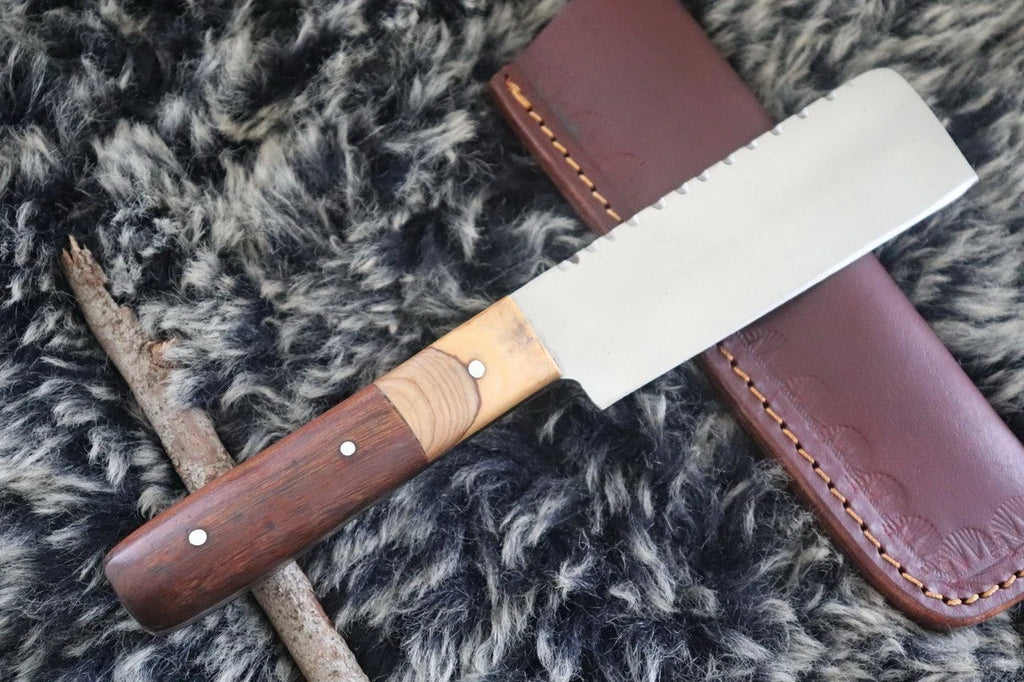 MKS HANDMADE D2 TOOL STEEL HUNTING CLEAVER KNIFE WALNUT WOOD HANDLE