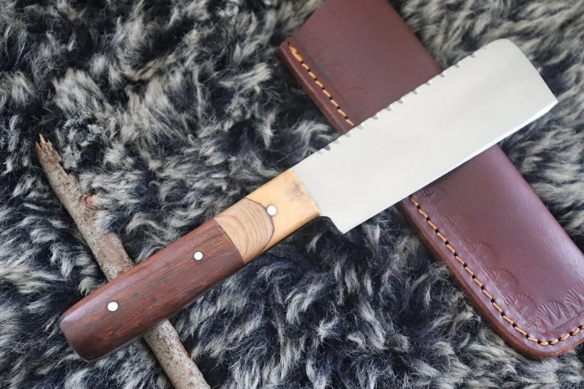 MKS HANDMADE D2 TOOL STEEL HUNTING CLEAVER KNIFE WALNUT WOOD HANDLE