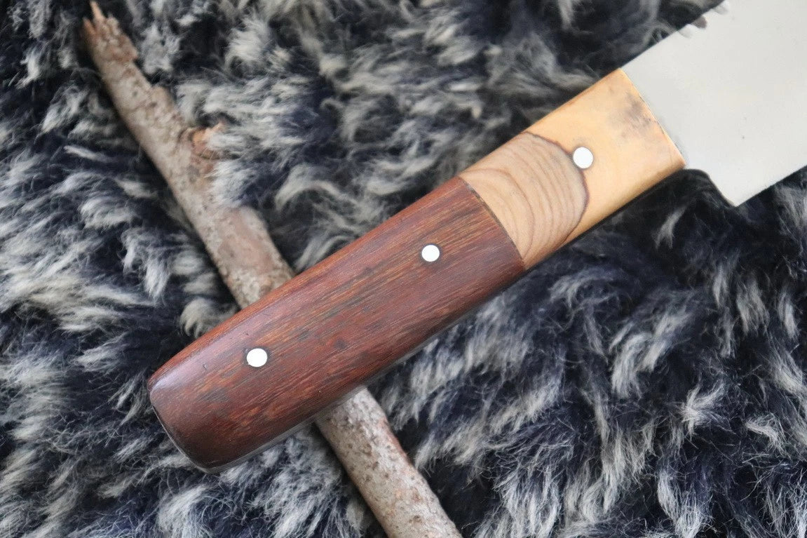 MKS HANDMADE D2 TOOL STEEL HUNTING CLEAVER KNIFE WALNUT WOOD HANDLE