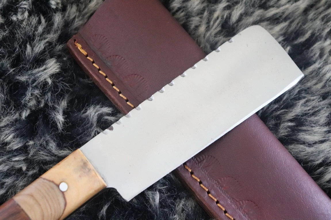 MKS HANDMADE D2 TOOL STEEL HUNTING CLEAVER KNIFE WALNUT WOOD HANDLE