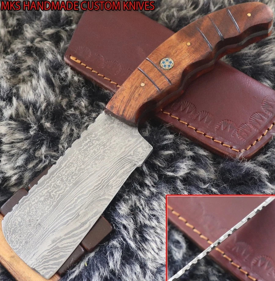 MKS HANDMADE DAMASCUS ART HUNTING WHARNCLIFFE KNIFE WITH WALNUT WOOD HANDLE