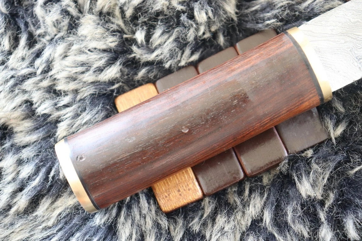 MKS HANDMADE DAMASCUS ART HUNTING BOWIE KNIFE WITH WALNUT WOOD HANDLE