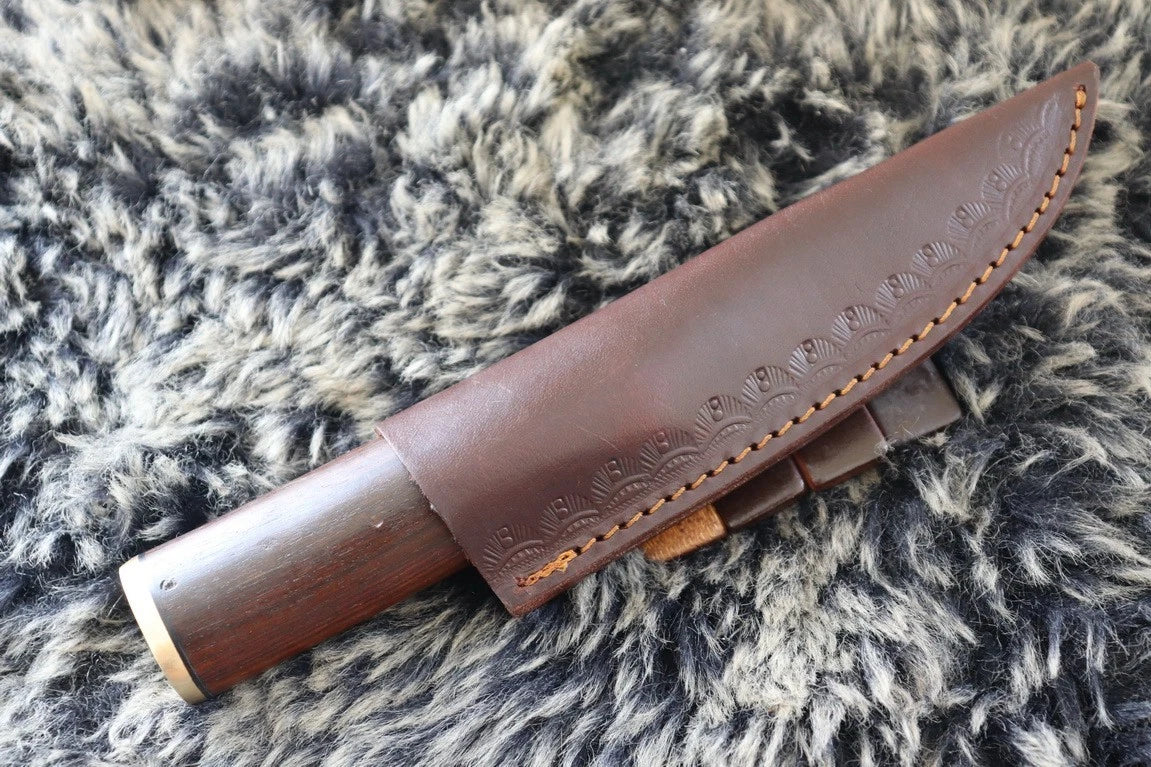 MKS HANDMADE DAMASCUS ART HUNTING BOWIE KNIFE WITH WALNUT WOOD HANDLE