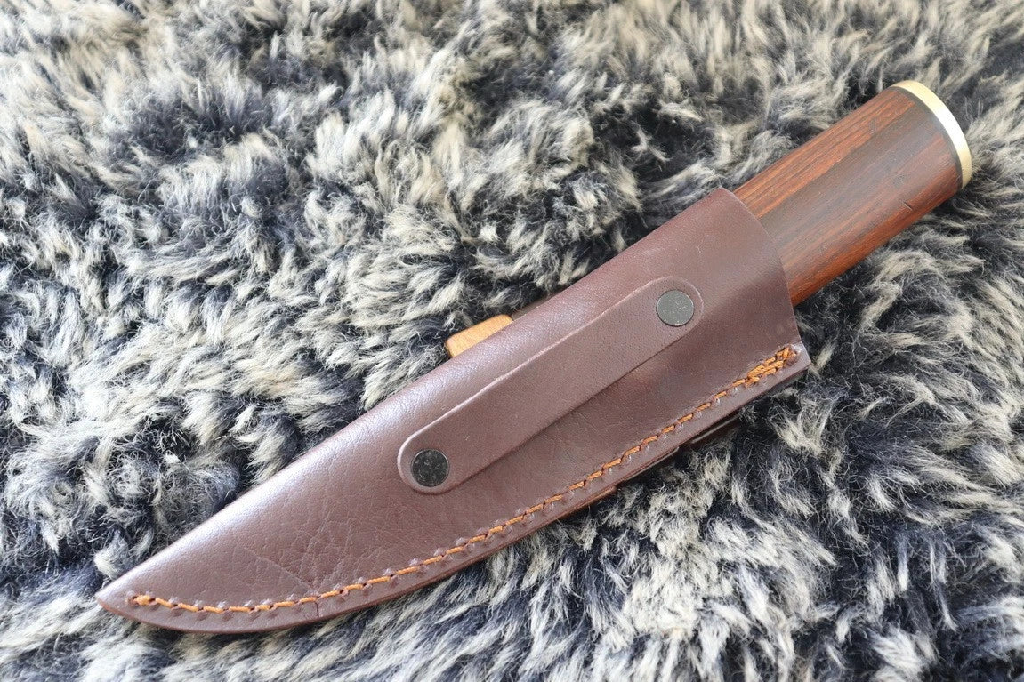 MKS HANDMADE DAMASCUS ART HUNTING BOWIE KNIFE WITH WALNUT WOOD HANDLE