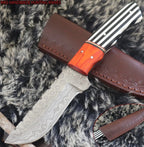 MKS HANDMADE DAMASCUS ART HUNTING CLIP-POINT KNIFE WITH HARD WOOD HANDLE