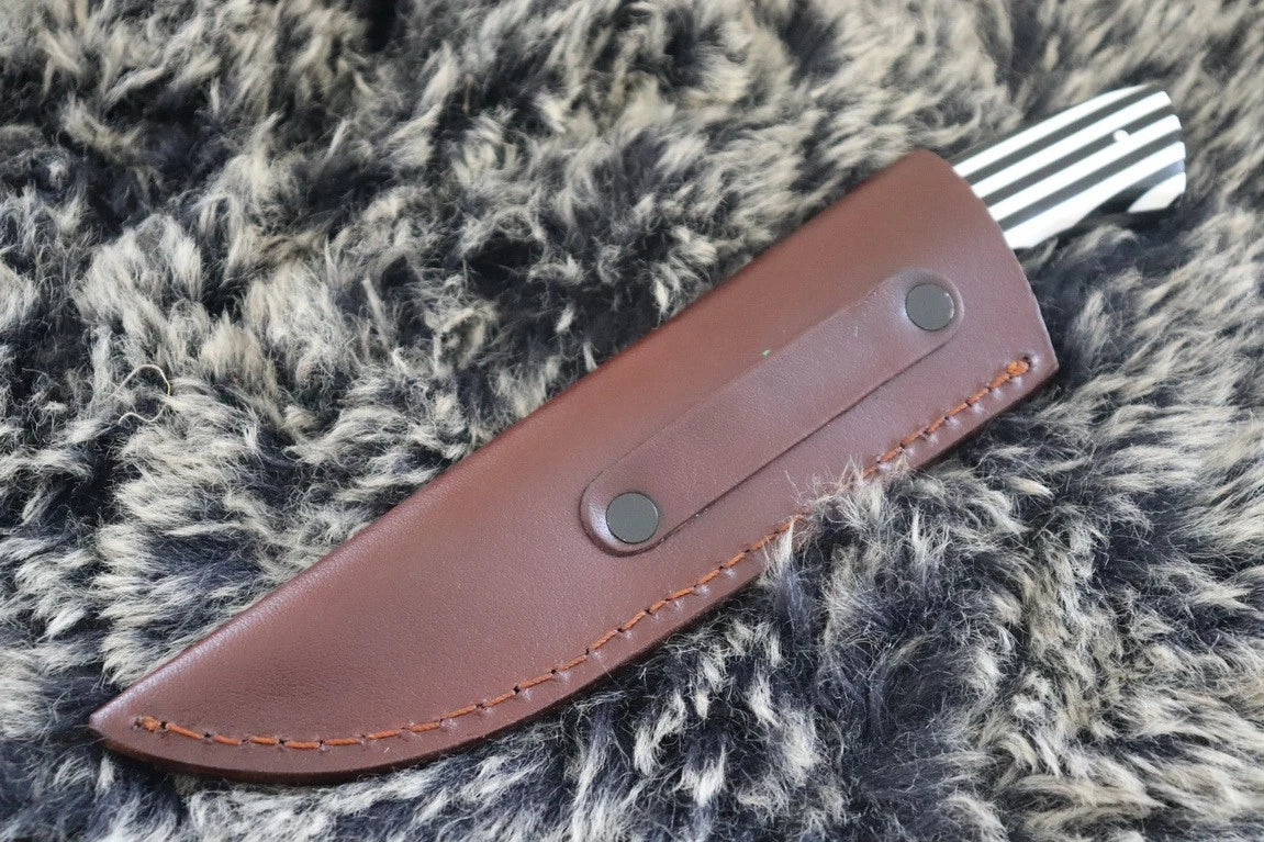 MKS HANDMADE DAMASCUS ART HUNTING CLIP-POINT KNIFE WITH HARD WOOD HANDLE