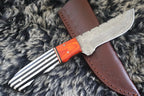 MKS HANDMADE DAMASCUS ART HUNTING CLIP-POINT KNIFE WITH HARD WOOD HANDLE
