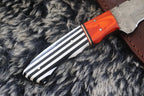 MKS HANDMADE DAMASCUS ART HUNTING CLIP-POINT KNIFE WITH HARD WOOD HANDLE