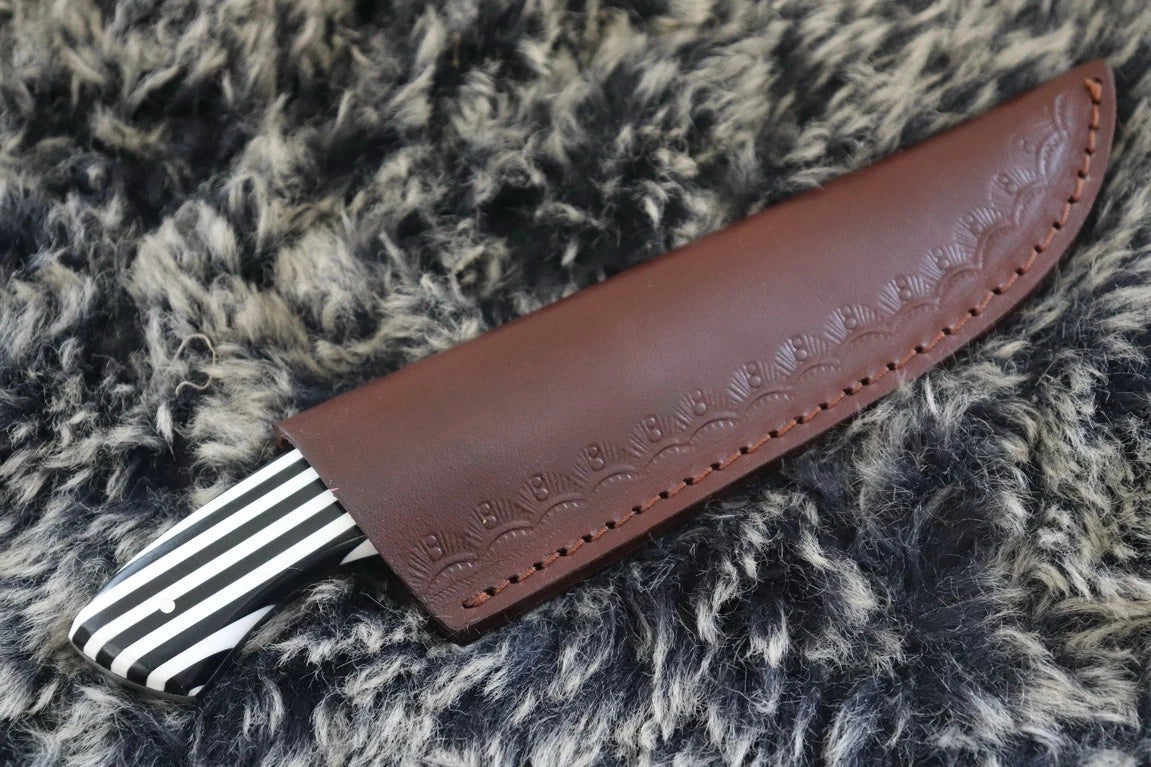 MKS HANDMADE DAMASCUS ART HUNTING CLIP-POINT KNIFE WITH HARD WOOD HANDLE