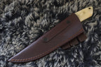 MKS HANDMADE DAMASCUS ART HUNTING DROP-POINT KNIFE WITH CAMEL BONE HANDLE