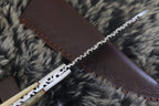 MKS HANDMADE DAMASCUS ART HUNTING DROP-POINT KNIFE WITH CAMEL BONE HANDLE