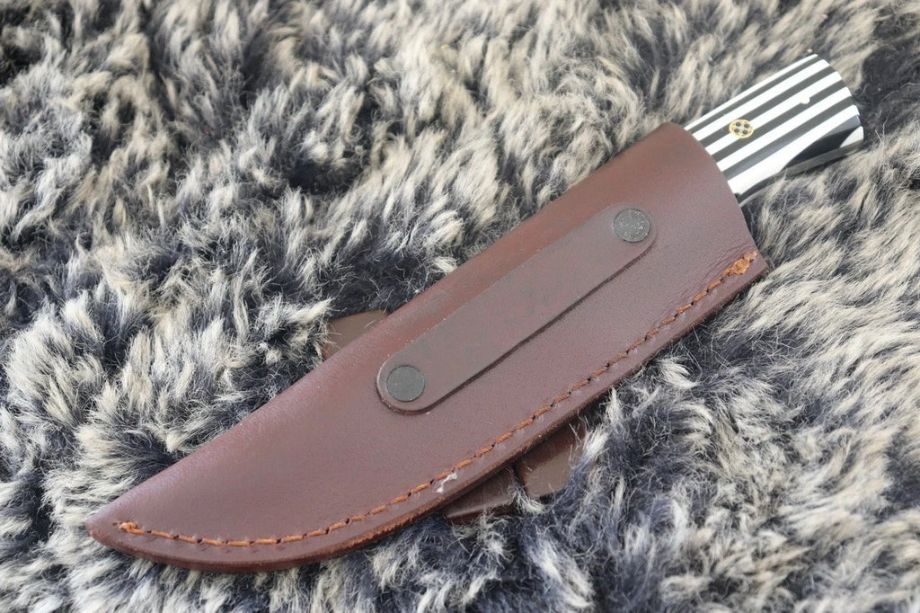 MKS HANDMADE DAMASCUS ART HUNTING DROP POINT KNIFE WITH CORIAN HANDLE
