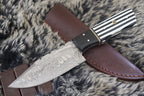 MKS HANDMADE DAMASCUS ART HUNTING DROP POINT KNIFE WITH CORIAN HANDLE