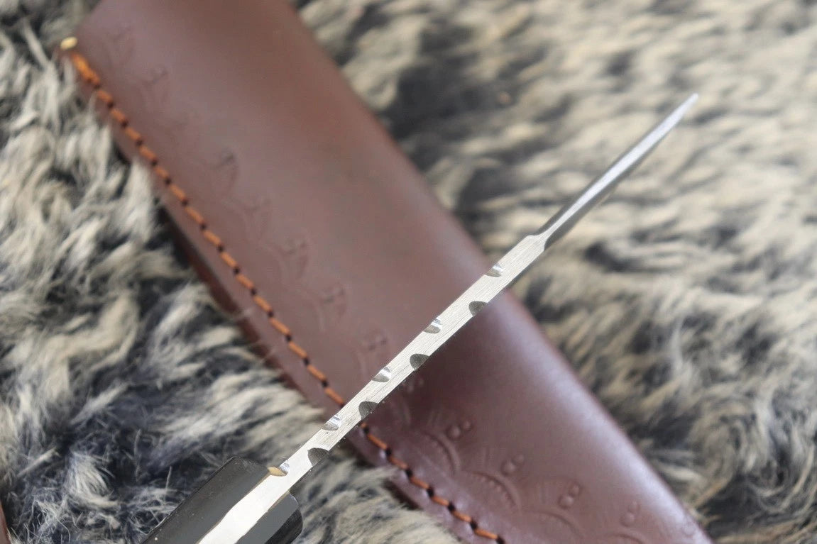 MKS HANDMADE DAMASCUS ART HUNTING DROP POINT KNIFE WITH CORIAN HANDLE