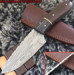 MKS HANDMADE DAMASCUS ART HUNTING SKINNER KNIFE WITH WALNUT WOOD HANDLE