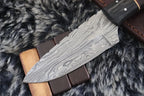 MKS HANDMADE DAMASCUS ART HUNTING SKINNER KNIFE WITH WALNUT WOOD HANDLE