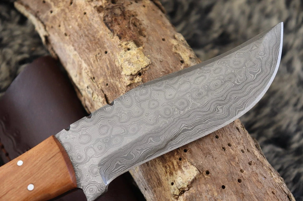 MKS HANDMADE DAMASCUS ART HUNTING BOWIE KNIFE WITH HARDWOOD HANDLE
