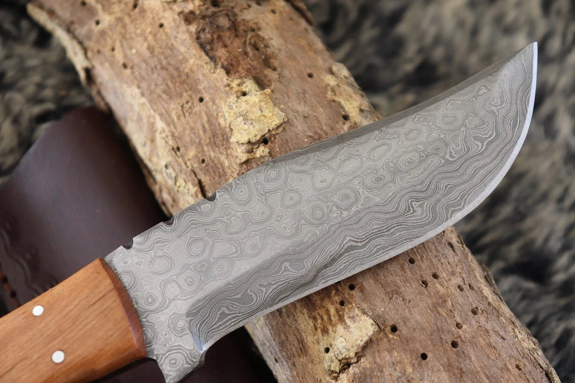 MKS HANDMADE DAMASCUS ART HUNTING BOWIE KNIFE WITH HARDWOOD HANDLE