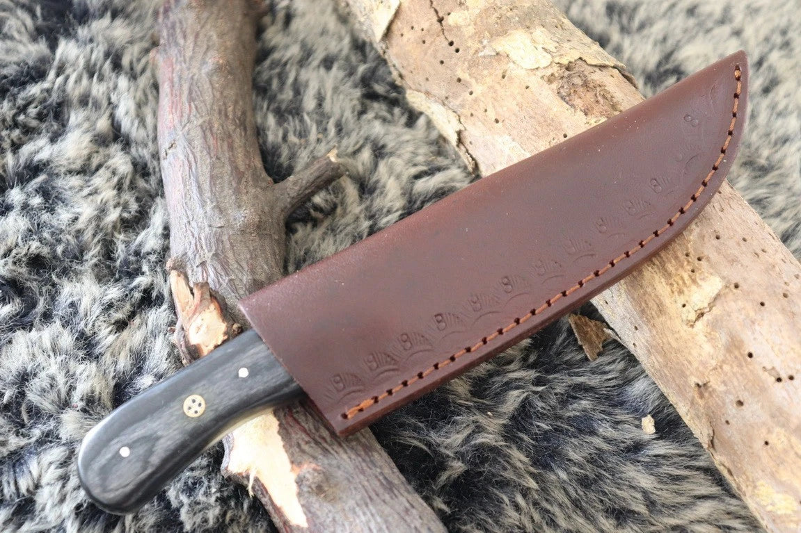 MKS HANDMADE DAMASCUS ART HUNTING BOWIE KNIFE WITH HARDWOOD HANDLE