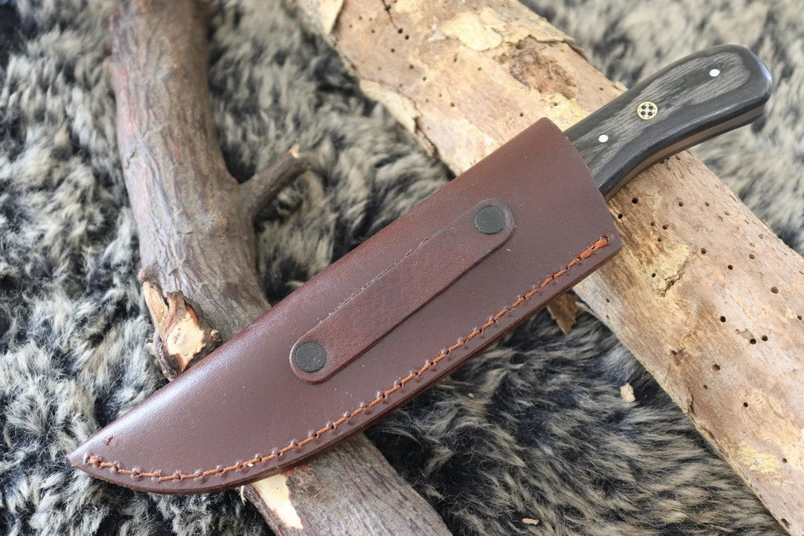 MKS HANDMADE DAMASCUS ART HUNTING BOWIE KNIFE WITH HARDWOOD HANDLE